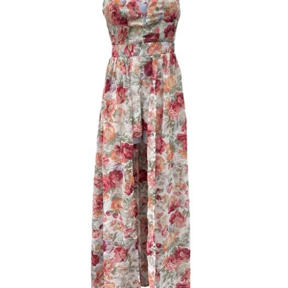 NWT Bluenotes Floral High Low Maxi Dress Romper XS Women’s Cottagecore